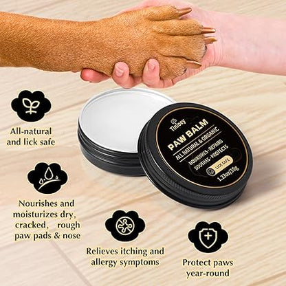 All-Natural Paw Balm for Dogs & Cats | 2 Pack Dog Lick Safe Paw Pad Balm Paw Protector, Moisturizer & Soother for Dry Cracked Paws & Noses | Snout Soother for Dogs